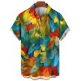 thumbnail image 3 of Camisas hawaianas de verano, camisas casuales para hombres, camisas con estampado de plumas para hombres, ropa de manga corta con solapa para hombres, camisas Aloha holgadas, 3 of 5