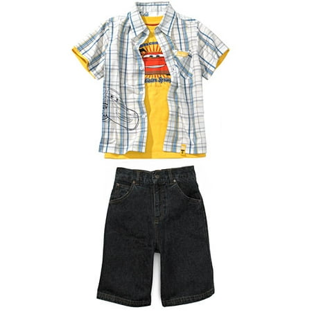 Disney - Little Boys' 3 Piece Cars Denim Shorts Set