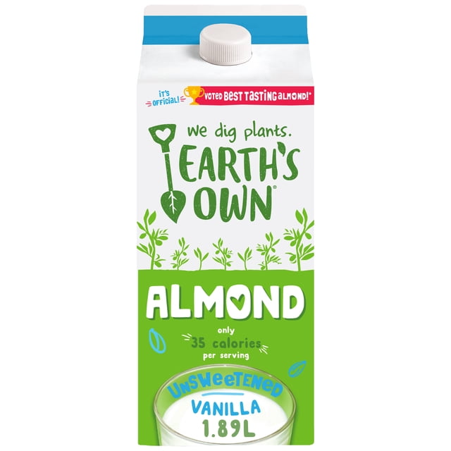 Earth's Own Unsweetened Vanilla Almond Milk Alternative, 1.89L
