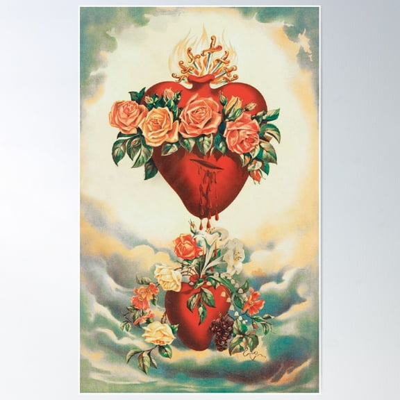 Immaculate Heart Of Virgin Mary Poster Wall Art, Modern Wall Decor For Living Room Bedroom, 24x36 UNFRAMED