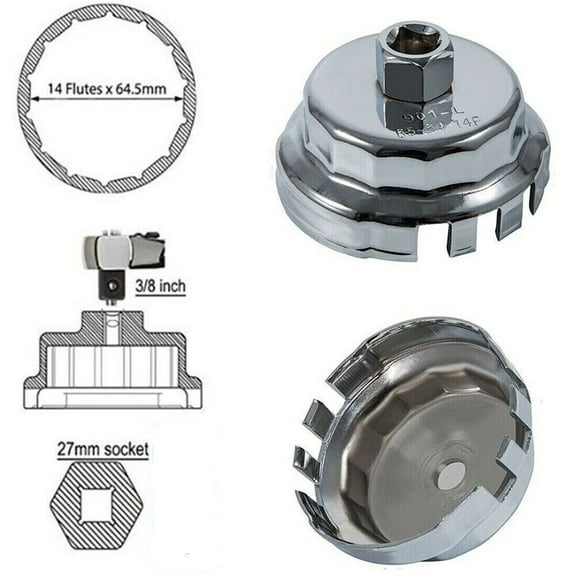 14 Flutes Remover 64.5mm Tool Oil Filter Wrench Cap For Toyota Prius Corolla