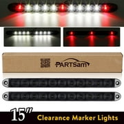 Partsam 2Pcs 15" Inch Led Trailer Light Bar Smoked Red 3 ID Bar w/ Reverse white light 11 LED Waterproof For Truck Trailer RV