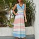 thumbnail image 2 of Vestido Largo Sin Mangas Para Mujer, Watercolor Stripes Traje Informal Para Cumpleaños, Verano, 2 of 5