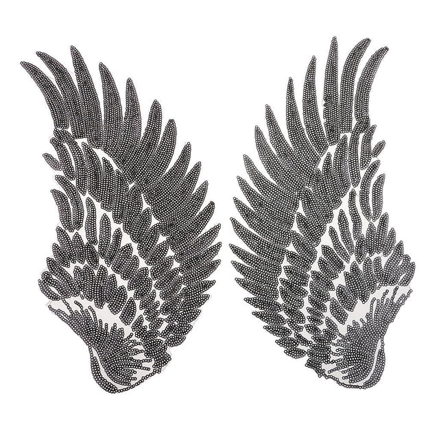 s Apliques de Bordado para Coser a Mano Negro Baoblaze Pachas de lentejuelas ala
