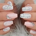 thumbnail image 3 of 24Pcs Press On Nails Wearable Fake Nails Pink Gradient Glitter Butterfly Rhinestones False Nail Full Cover Acrylic Nail Tips FGS, 3 of 7