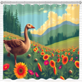 thumbnail image 1 of Serene Goose Shower Curtain - Vibrant Sunflower Field Design for a Calming Bathroom Atmosphere, 1 of 4