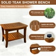 thumbnail image 4 of Jolicasa Teak Shower Bench with Shelf, Waterproof Teak Wood Shower Stool & Spa, Bathroom Seat for Elderly, Indoor and Outdoor Use - Assemble Required, 4 of 8
