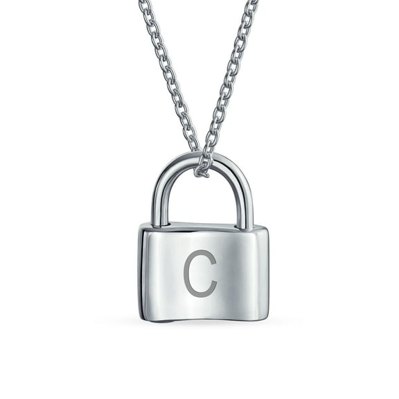 Bling Jewelry Womens C Monogram Lovers Lock Padlock Pendant Necklace16 Inch