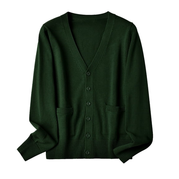 Prolriy Cardigan Sweaters for Women Ladies' Solid Tone Buttoned Mercerized Cotton Loose Sweater with Cardigan Jacket Womens Sweaters Womens Tops Army Green L