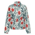 thumbnail image 5 of Jackets for Women Winter Coat Jackets Flannel Stand Collar Jacket(Red Poppy Floral Pattern,Size:S-4XL), 5 of 7