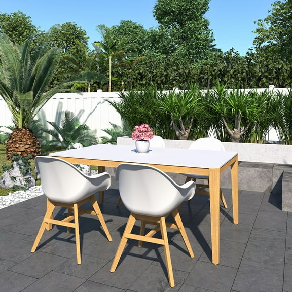 Amazonia Corleoni 5- Piece White Eucalyptus Wood Outdoor Dining Set