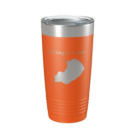 

Klinger Lake Map Tumbler Travel Mug Insulated Laser Engraved Coffee Cup Michigan 20 oz Orange