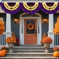 thumbnail image 6 of SLYNSHome Halloween 2Pcs Pleated Fan Flag Decoration,Halloween Ghost Bunting Flag for Front Porch Garden Yard Party Supplies - Yellow, 6 of 6