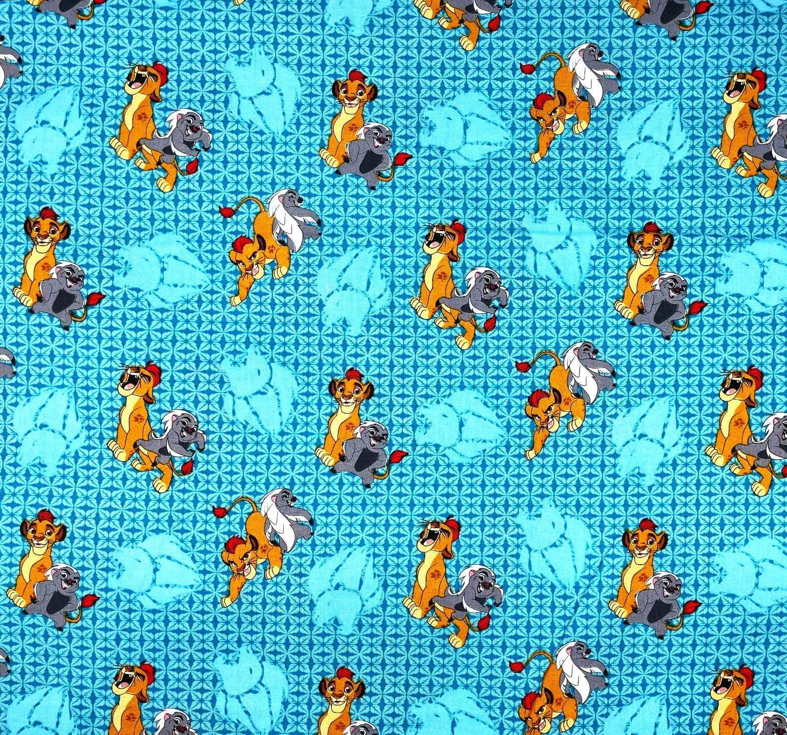 1 Yard - Disney Lion King Simba & Bunga the Honey Badger on Turquoise Blue Cotton Fabric (Great for Quilting, Sewing, Craft Projects, Throw Pillows & More) 1 Yard X 44" Wide