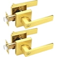 thumbnail image 1 of Square Privacy Door Levers Keyless Chrome Door Handle Indoor Door Handles Interior Bed/Bath Door Lever Handleset Reversible for Left Right Sided Doors, 1 of 7