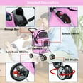 thumbnail image 4 of FDW Poussette pour Animaux Cage Poussette pour Chat et Chien Voyage Porte-Bébé Pliant, Rose, 4 of 7