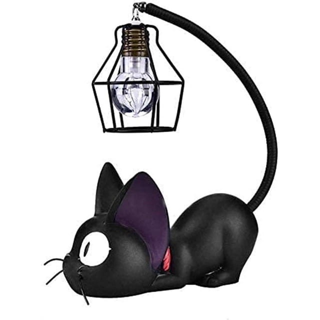 Injueey Lámpara de gato bonita de resina para decoración de dormitorio, luz LED de noche ahorradora de energía, decoración de dormitorio Decoración del hogar
