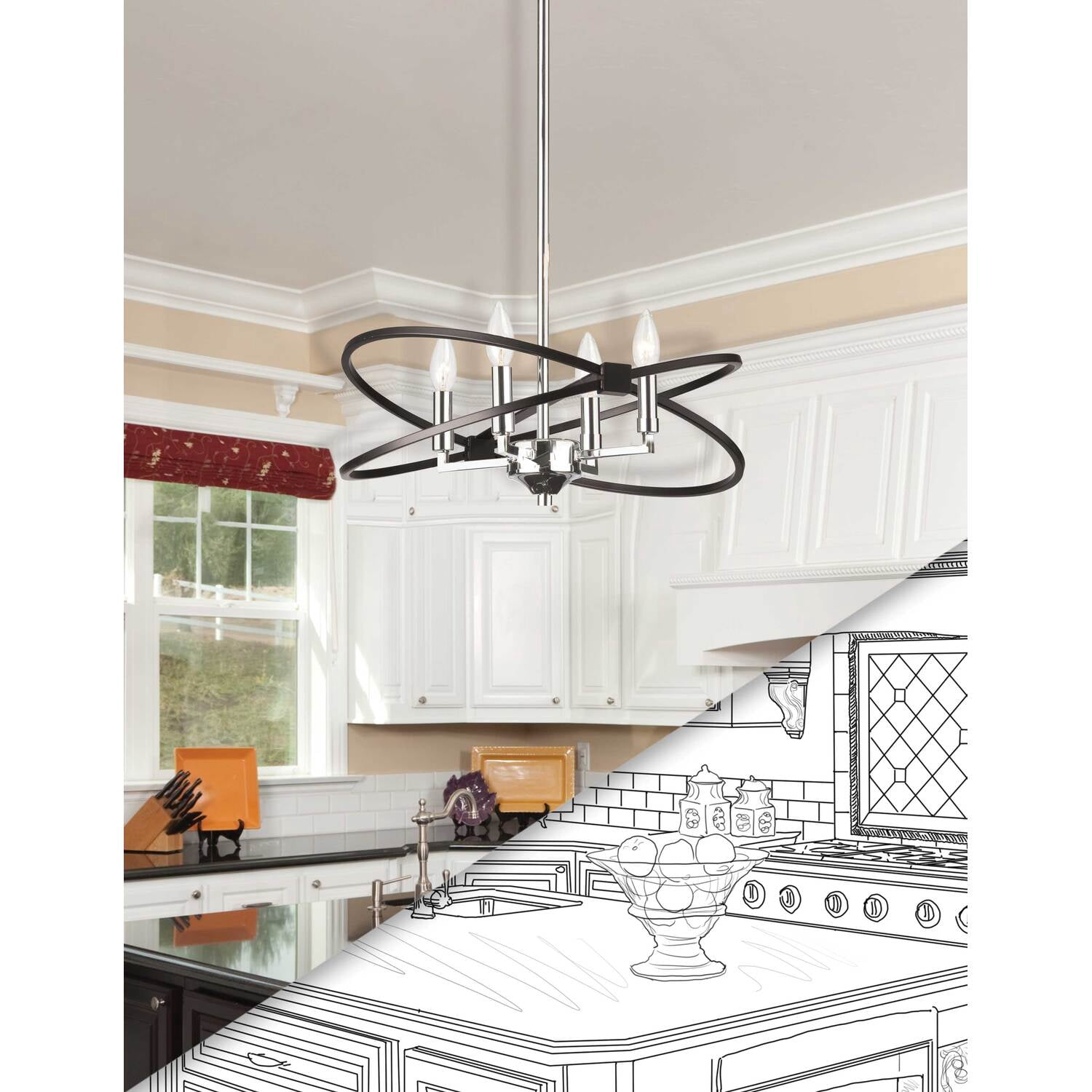 Dainolite 4 Light Incandescent Chandelier - Polished Chrome