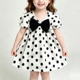 thumbnail image 2 of Teylalorva Girls Short Sleeve Dress, Cotton Ruffles Polka Dots Summer Cute Bow Casual A-Line Midi Dress Black 3-6Months, 2 of 8