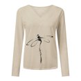 thumbnail image 4 of Camiseta de manga larga para mujer, informal, de talla grande, con cuello en V, estampado Poullver Fridja  fhghd2525, 4 of 9