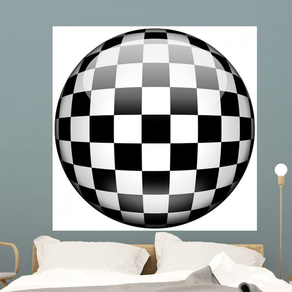 3D Checkered Flag Wall Mural by Wallmonkeys Peel and Stick Graphic (48 in H x 48 in W) WM32455