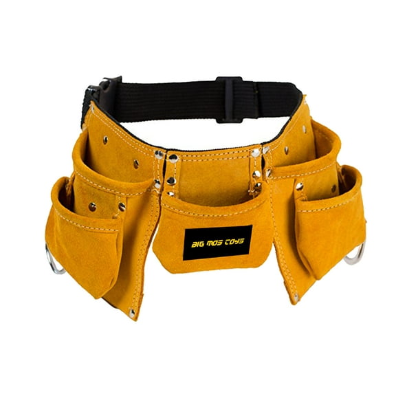 Big Mo's Toys Tool Belt - Kids Brown Faux Suede Pretend Play Belt for Tools with Adjustable Strap