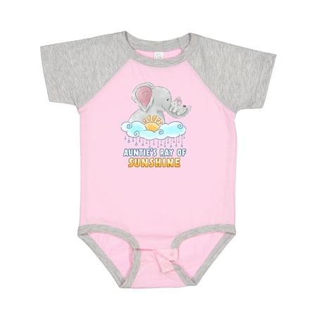 

Inktastic Auntie s Ray of Sunshine Cute Elephants Rainclouds and Sun Gift Baby Boy or Baby Girl Bodysuit
