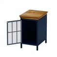thumbnail image 7 of Nightstand with Storage Cabinet, Bedside Table with Solid Wood Tabletop, Sofa Side Table for Bedroom, Living Room, Dark Blue, 7 of 7