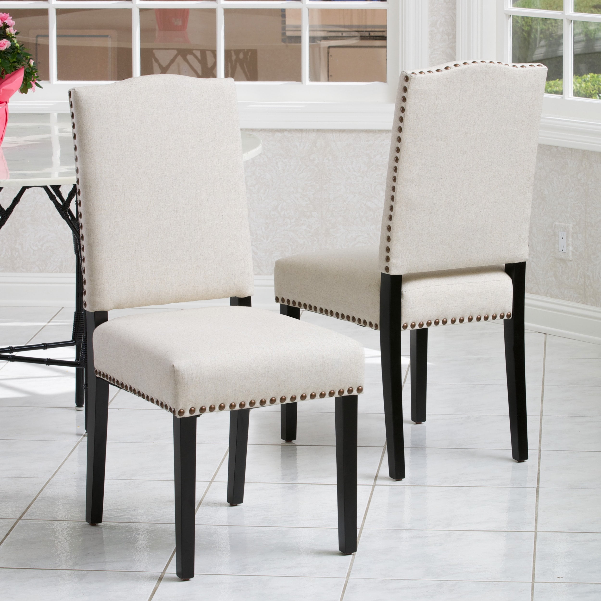 Christopher Knight Home Brunello Armless Studded Fabric Dining Chairs