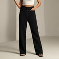 thumbnail image 2 of Women Fashionable Pants With High Waist Pockets And Button Up Casual Straight Leg Pants, 2 of 5