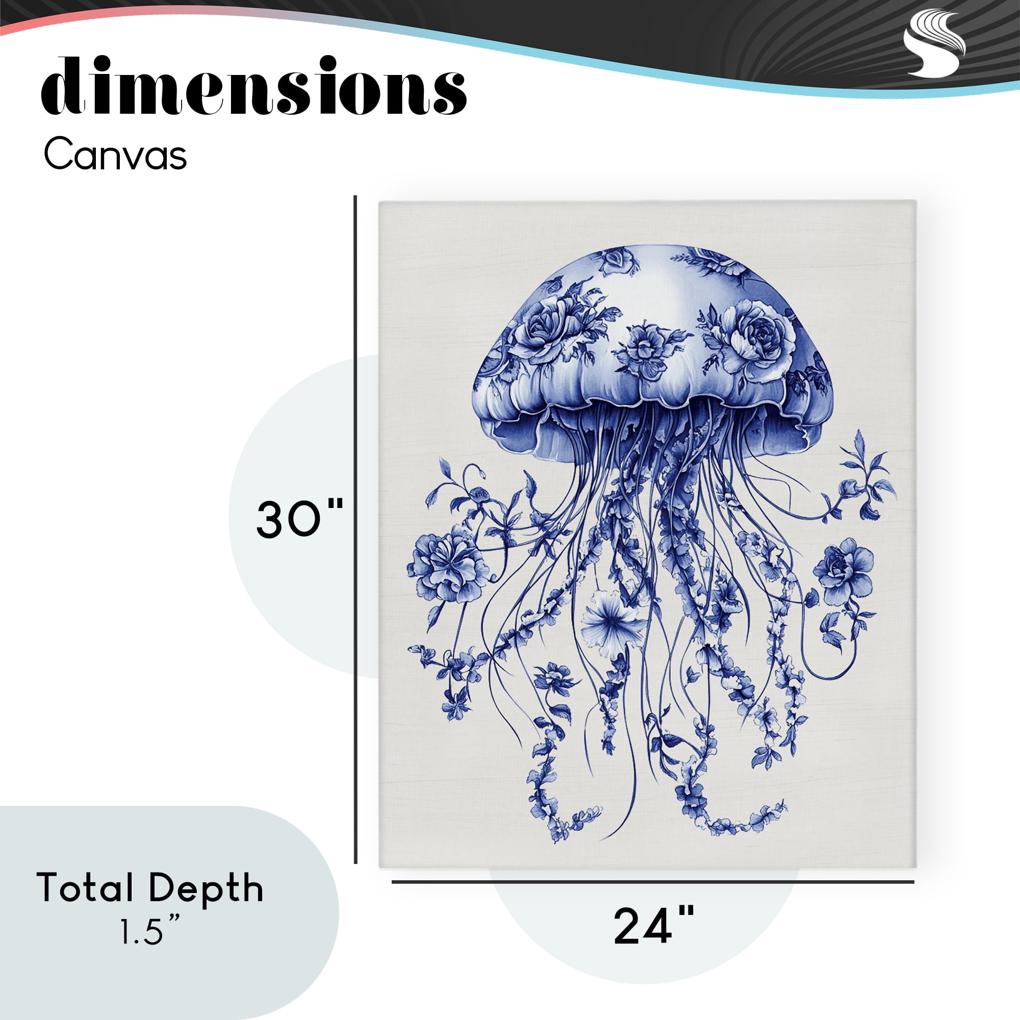 Funky Vintage Toile Jellyfish Canvas Wall Art, design by Lettered and Lined