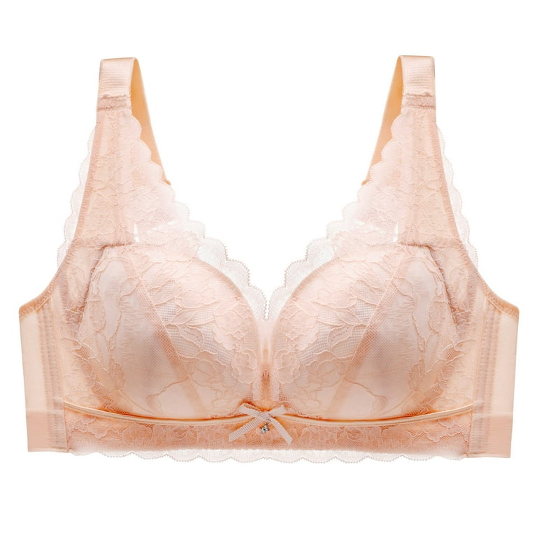 Bras for Women Adjustable Tube Top Sagging No Wire Lace Bra for Womens  Beige 42D 