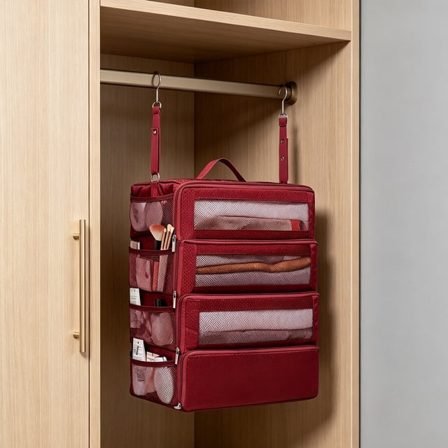 Ainf Portable Travel Storage Rack Hanging Travel Shelf Storage With Small Compartments Inside Suitable For Carry On Luggage Modern Style