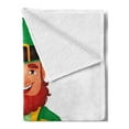 thumbnail image 2 of Leprechaun Soft Flannel Fleece Blanket, Happy Cartoon Long Bearded Rich Irish Elf Character with Green Hat and Clothes, Cozy Plush for Indoor and Outdoor Use, 50" x 60", Multicolor, by Ambesonne, 2 of 5