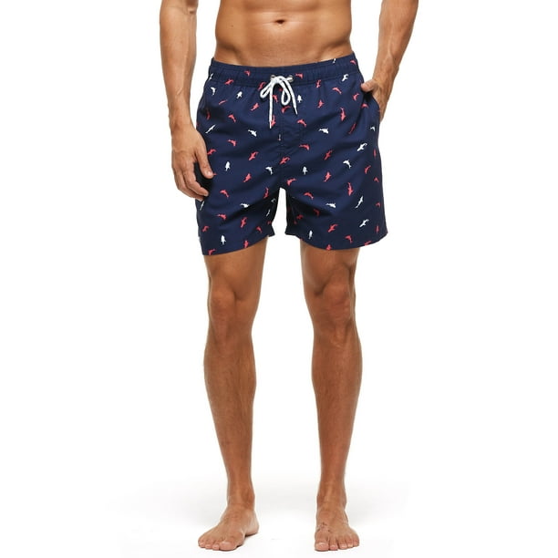 Innerwin Men Bathing Suit Floral Print Swimsuit US Flag Boyshorts