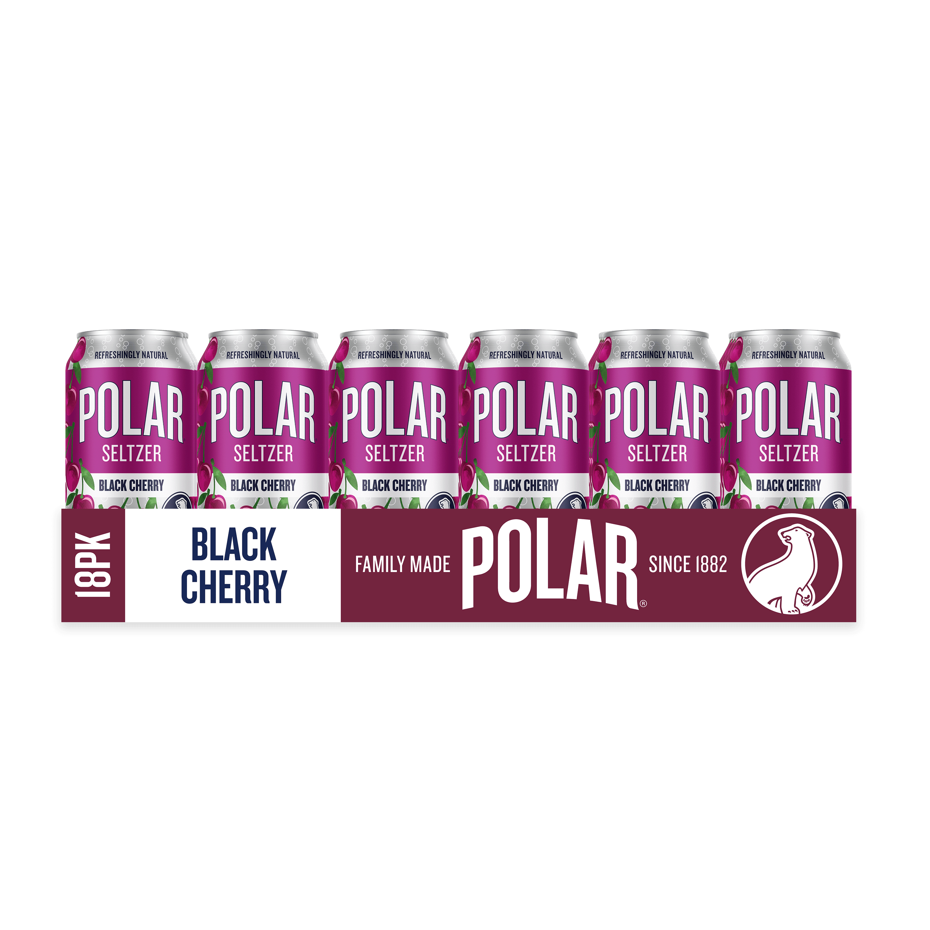 Polar Zero Calorie Black Cherry Sparkling Seltzer Water, 12 fl oz, 18 Pack Cans