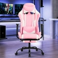 thumbnail image 2 of CL.HPAHKL Recliner Game Chair, PU Leather Racing Gaming Desk Chair Height Adjustable Swivel Desk Chair with Footrest Comfortable Computer Chair with Headrest Lumbar Support, Pink, 2 of 8