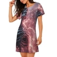 thumbnail image 2 of Gukieu Electric Skeleton Surrealism Print Women's Nightgown, A-line Round Neck Short-sleeved Nightgown Pajamas Home Wear Suitable for Home and Outing, 2 of 6