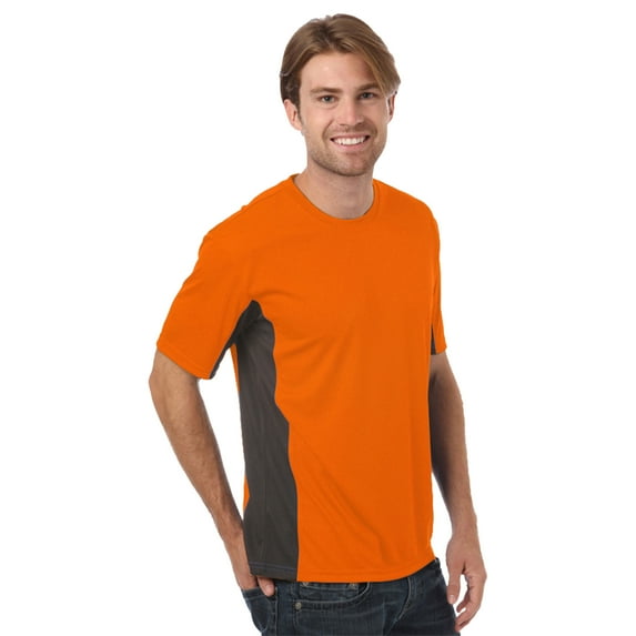 BlueGeneration Men's Colorblock Wicking Tee - Safety Orange Small Solid