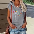 thumbnail image 4 of Yteetum Women's Hooded Sweatshirts Oversized Drawstring Sleeveless Graphic Printed Pullover Hood Sweatshirt Womens Fall Winter Loose Comfy Swetshirts, 4 of 6