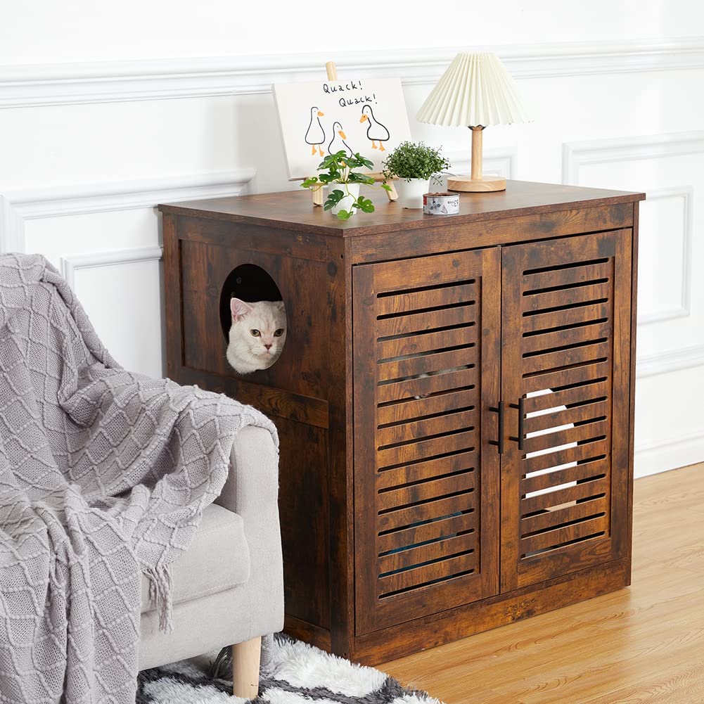 DoubleLayer Cat Villa with Hidden Cat Washroom Furniture, Divider, and