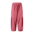 thumbnail image 4 of Fashion Women Casual Flower Print Print High Waist Mid Length Chiffon Ruffle Pants Women Business Casual Pants plus Size Dress Pants for Women Business Casual Tan Sweatpants Tan Dress Pants for Women, 4 of 5