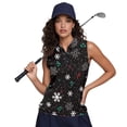 thumbnail image 4 of Yuyamidu Snowflake Golf Tops Women Music Note Golf Shirts Sleeveless Collared Tennis Shirt Christmas Quarter Zip V Neck Slim Fit Activewear Size L, 4 of 8