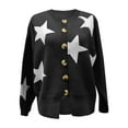 thumbnail image 3 of Cardigans Women Trendy Warm Fashion Sweater Star Printing Long Sleeve O-Neck Sweater Cropped Button Sweater Top Light Weight Cardigan, 3 of 4