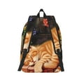 thumbnail image 2 of Naloa Sleeping Cat Flowers Canvas Backpack for Men Women Rucksack Casual Travel Daypack College Tote Satchel Bookbag for Teens-Medium, 2 of 7