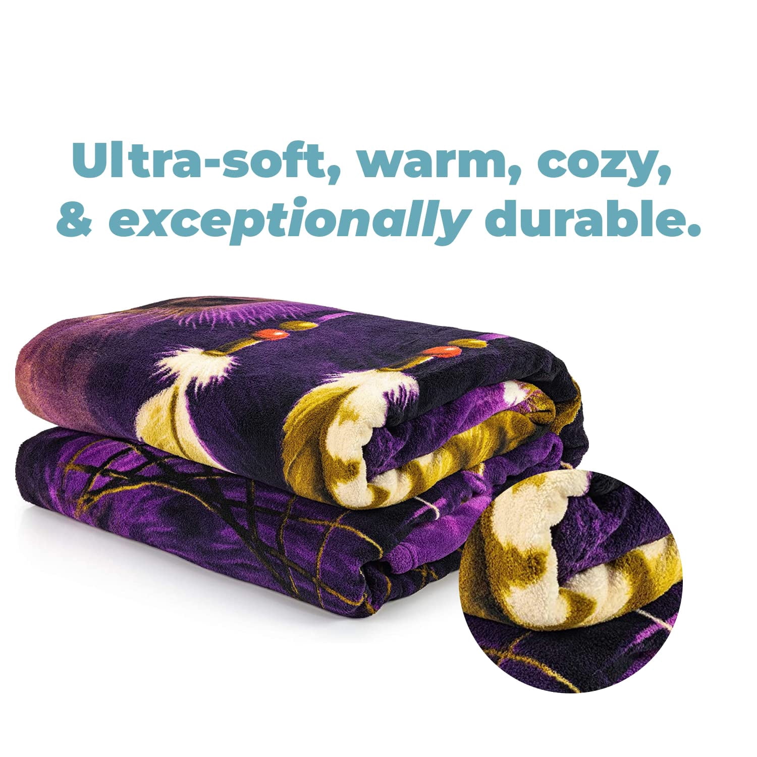 Dawhud Direct | Super Soft Fullqueen Size Plush Fleece Blanket 75" x 90" Wolf