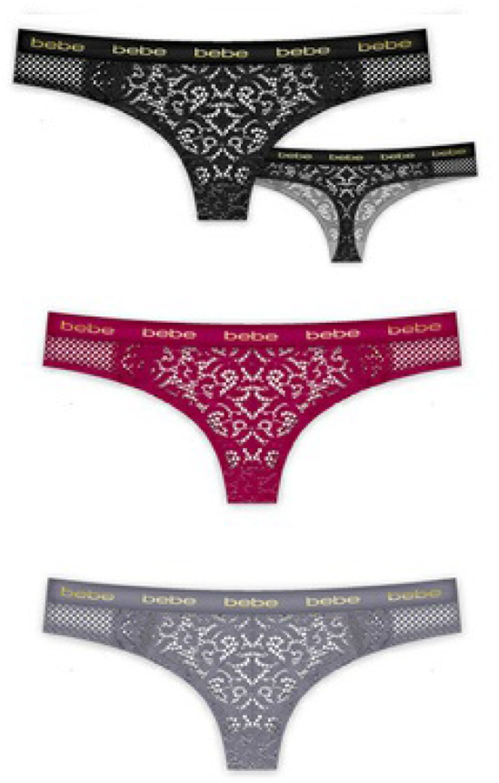 bebe bebe Intimates 3 Pack Women's Underwear Thong Panties Walmart