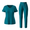 thumbnail image 2 of Scrubs Set for Women Nurse Uniform Jogger Suit Solid Color Short-sleeved V-neck Pocket Trousers Loose-fitting Caregiver Uniform Set, 2 of 9