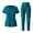 Green, variant on Scrub Suit Set for Women V-neck Top & Tapered Leg Pants with Drawstring Medical Nursing Uniforms Set