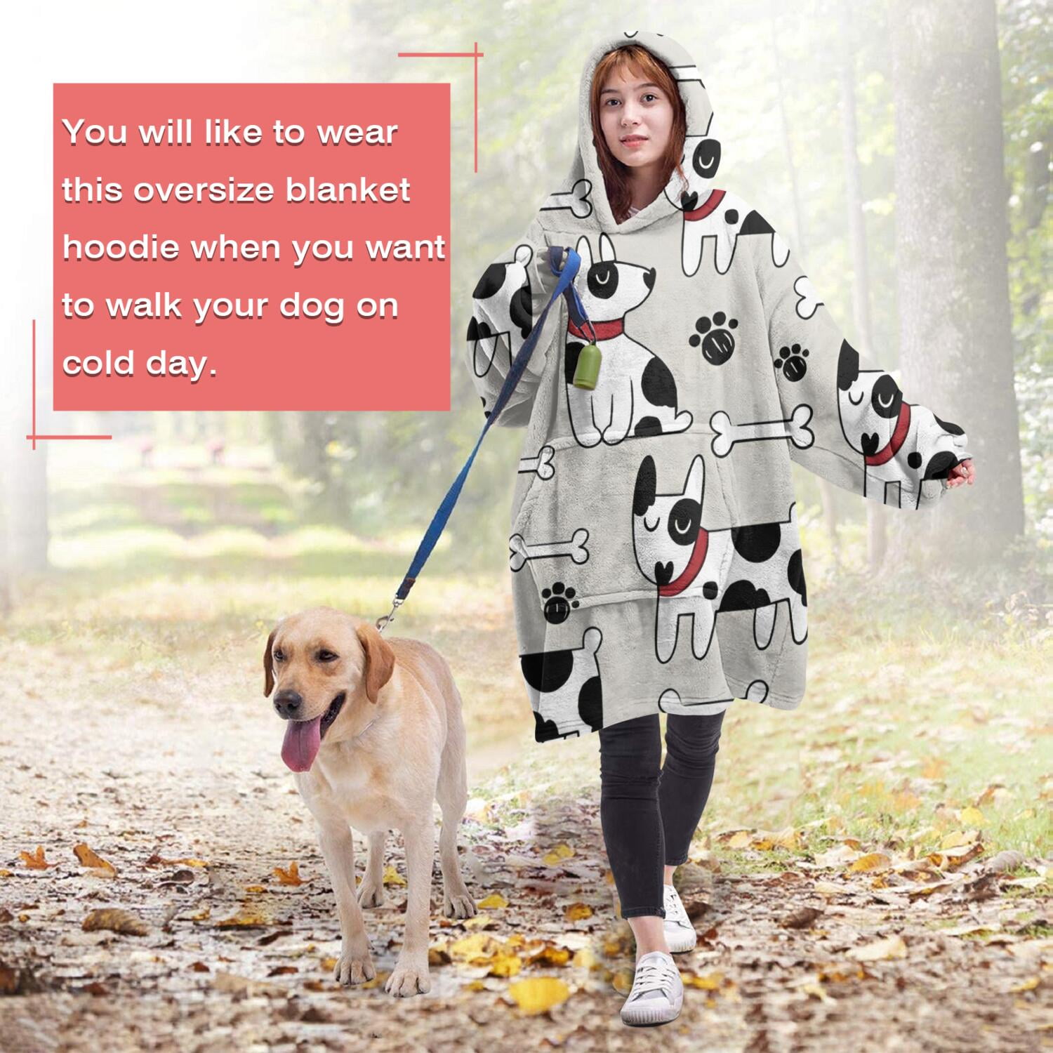 Wearable Oversized Blanket,Bulldog Dog Wearable Blanket Hoodie for Adults,Cozy Hooded Blankets with Super Pockets,Super Warm Fuzzy Pullover for Women & Men